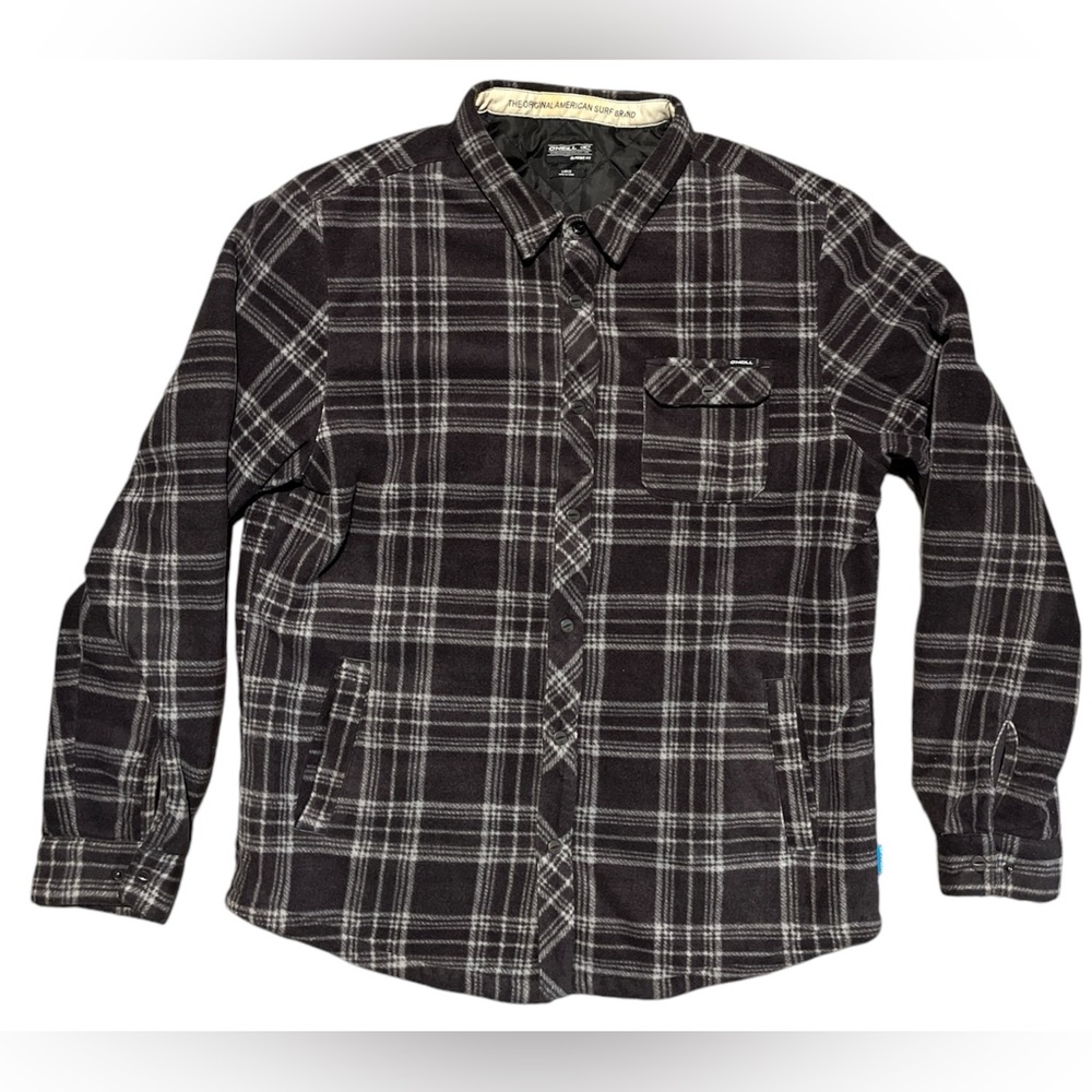 Oneill Classic Fit Super Fleece Gun Metal Gray White Plaid